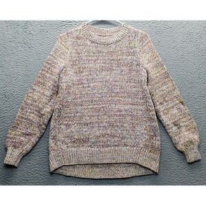 LOFT Sweater Womens Small Multicolor Twist Yarn Chunky Knit Crew Neck Pullover